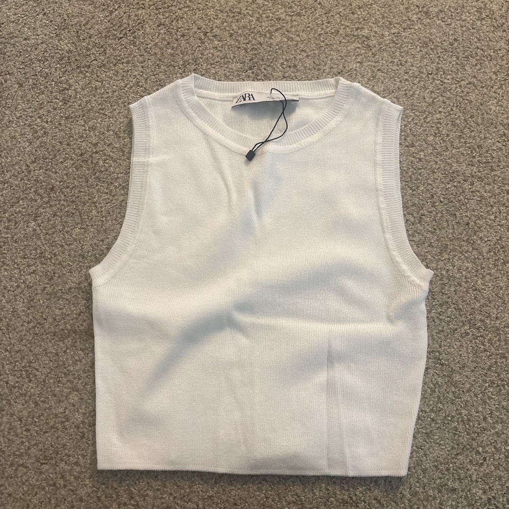 Zara white crop top
